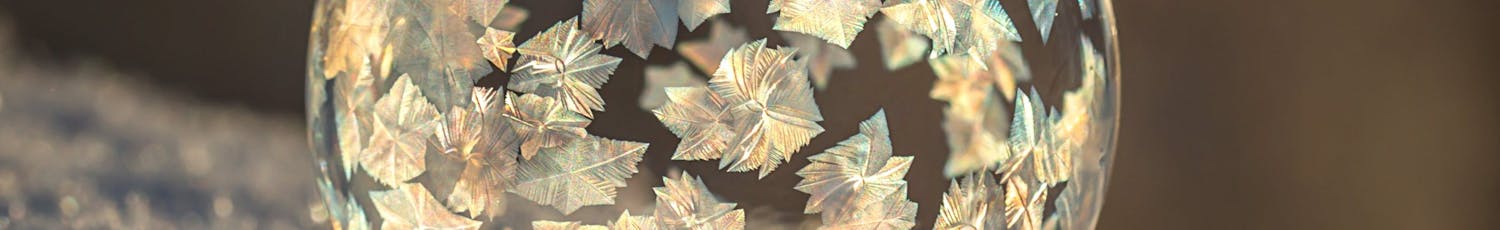 Såpeboble Fotografer frossen såpeboble med iskrystaller